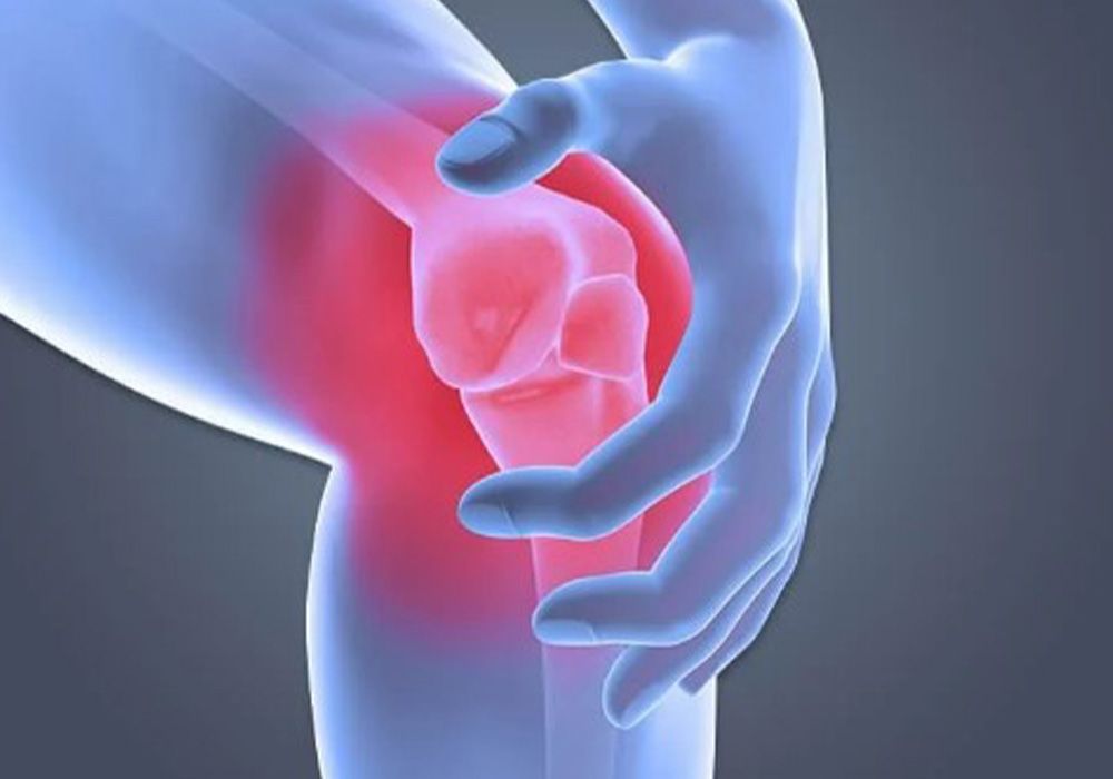 Illustration of a knee joint highlighted in pain
